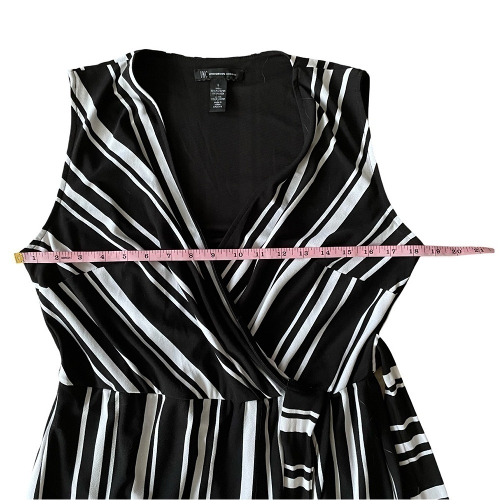 INC International Concepts Black/White Striped Faux-Wrap Maxi Dress Size Large - Picture 14 of 15